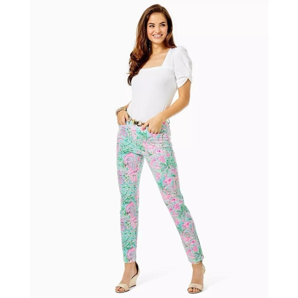 Lilly Pulitzer Kelly Knit Bali Blue Spotted On Worth High Rise Pants